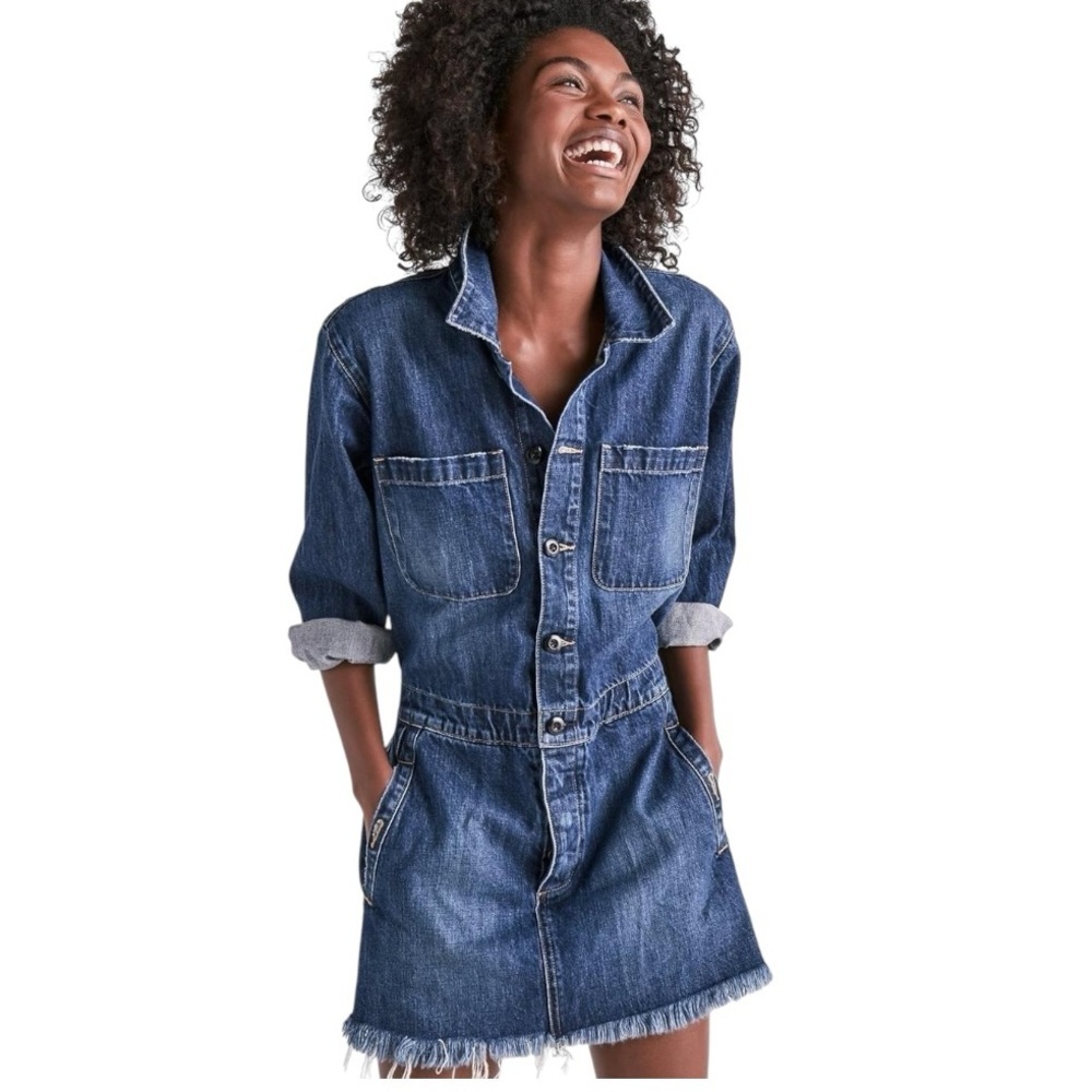 Lucky Brand Workwear Valeport Denim Trucker Drawstring Dress‎ XS